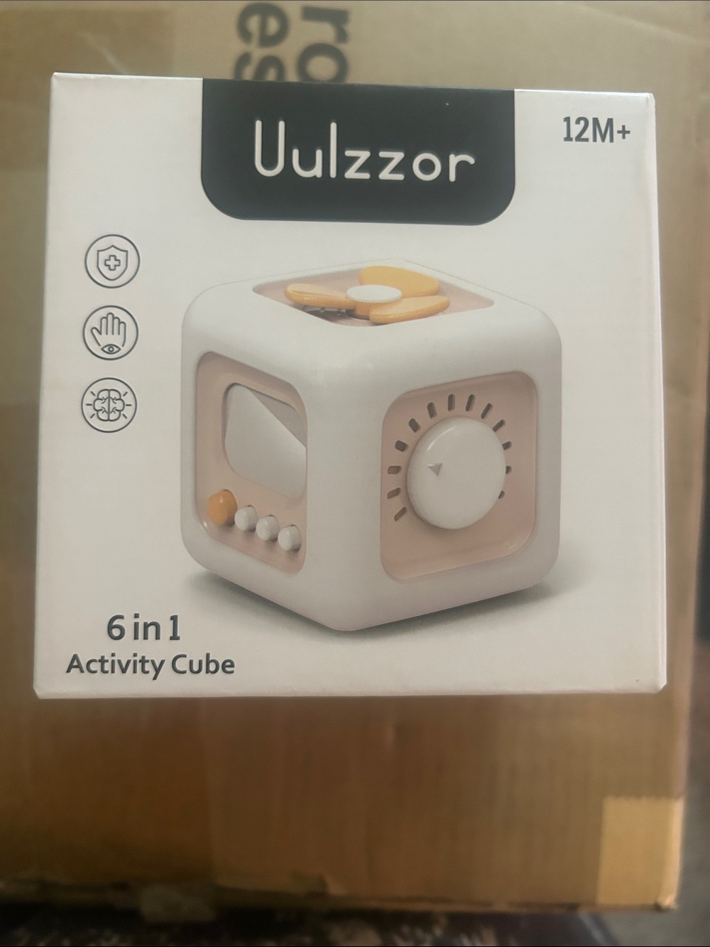 6-in-1 Kids Activity Cube Toy - White & Beige
